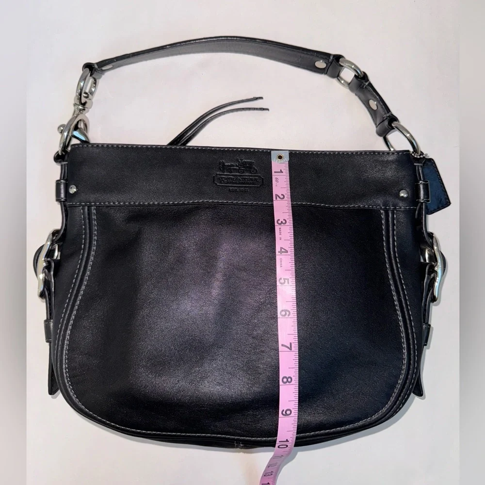Coach Black Leather Zoe Shoulder Bag EUC Y2k Silver Hardware Hobo